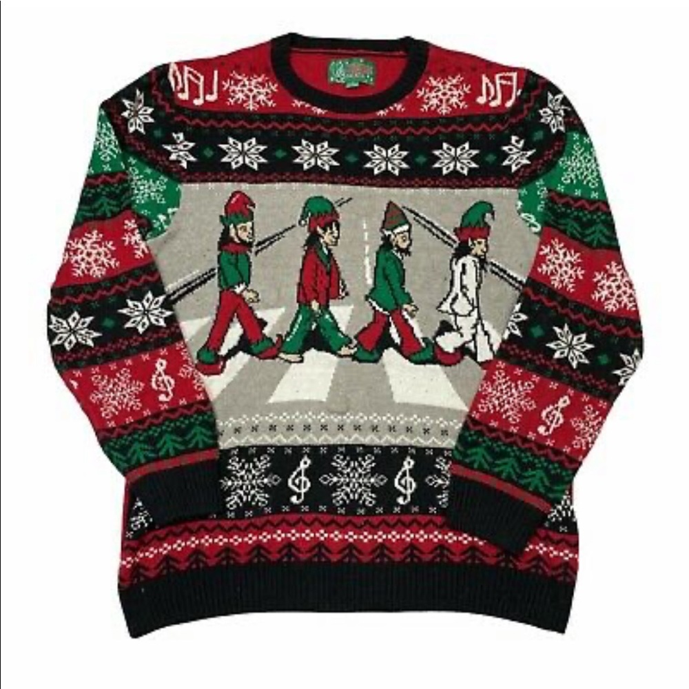 Ugly Christmas Sweater Beatles Abbey Road Light Up